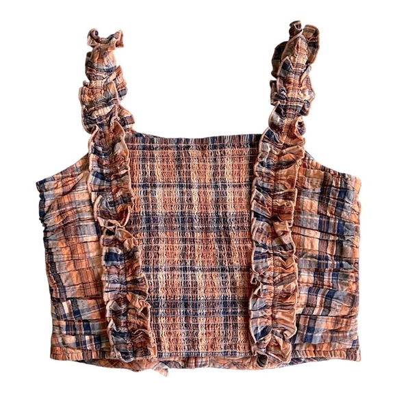 Anthropologie Crop Tank Corset Ruffle Smocked Plaid Verb Pallavi Singhee Size S - Picture 5 of 16